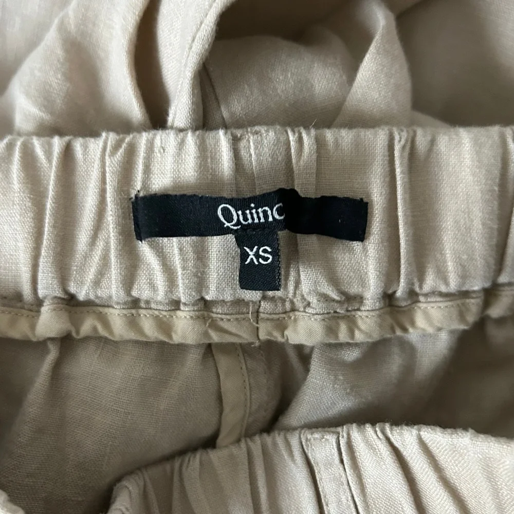 Quince 100% European Linen Elastic Waist Wide Leg Pants Driftwood Tan Size XS